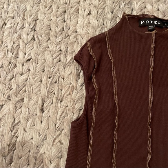motel rocks brown tank with white stitching - Picture 3 of 3